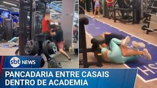 Pancadaria entre casais dentro de academia teria sido motivada por criança | #SBTNews (15/03/25)