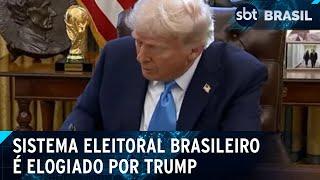 Trump elogia o Brasil como bom exemplo de segurança eleitoral | SBT Brasil (26/03/25)