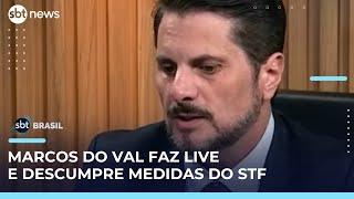 Marcos do Val descumpre medidas e faz live com críticas ao ministro Moraes | #SBTBrasil