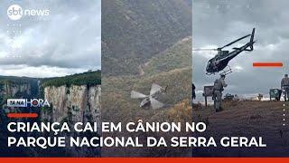 Criança cai de cânion em parque no RS; bombeiros fazem buscas com helicópteros | #TanaHora