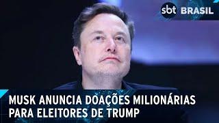 Elon Musk promete doar US$ 1 milhão por dia a eleitores de Trump | SBT Brasil (21/10/24)