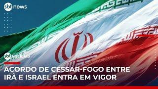 Irã confirma início de cessar-fogo com Israel após fim de bombardeios | #SBTNotícias