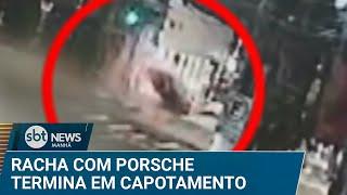 SP: Racha com Porsche termina em capotamento de outro carro | #SBTNews Manhã (18/03/25)