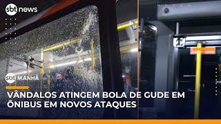 Ataque a ônibus: vândalos quebram vidros de coletivos com bolas de gude | #SBTManhã