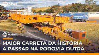 Maior carreta da história da Rodovia Dutra tem 136 metros e 845 toneladas | #SBTManhã