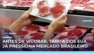 Ameaça de tarifa dos EUA faz cair preço da carne, café e laranja no Brasil | #SBTBrasil