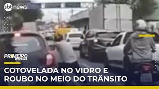 SP: “Gangue da cotovelada” ataca motorista no meio do trânsito | #PrimeiroImpacto