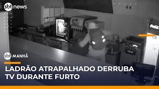 Ladrão derruba televisão durante furto em Brasília | #SBTManhã