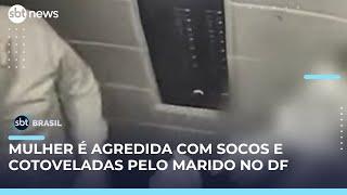 Mulher é agredida pelo marido em elevador no Distrito Federal | #SBTBrasil 