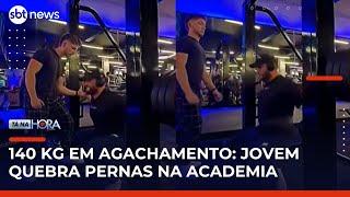 Jovem quebra pernas e desloca pé durante agachamento com 140 quilos na academia | #TanaHora