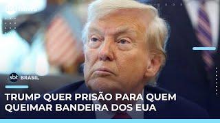 Trump assina ordem executiva para processar quem desrespeitar bandeira dos EUA | #SBTBrasil 