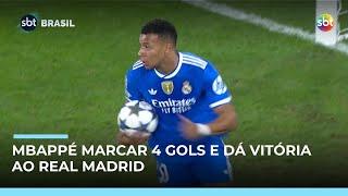 Mbappé marca 4 gols e garante vitória do Real Madrid sobre Olympiacos na Champions 