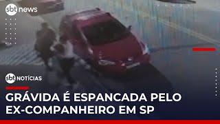 Grávida de 7 meses é espancada pelo namorado no meio da rua | #SBTNotícias