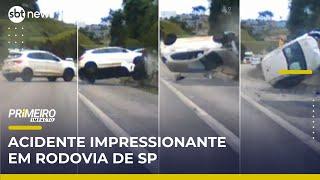Motorista capota carro várias vezes e sai ileso em rodovia de SP | Primeiro Impacto (15/05/25)