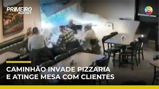 Caminhão desgovernado invade pizzaria nos EUA e deixa dois feridos | #PrimeiroImpacto