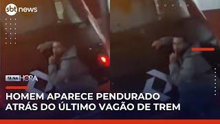 Homem é flagrado pendurado em trem da CPTM na estação da Luz | #TanaHora