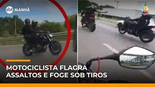 Criminosos armados perseguem e atiram contra motociclistas em rodovias do Rio | #SBTManhã