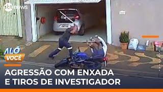 Briga entre vizinhos termina com agressão com enxada e tiros de investigador | #AloVoce