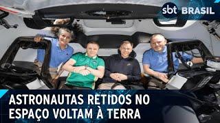 Astronautas "presos" no espaço voltam à Terra após 9 meses | SBT Brasil (18/03/25)