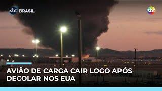 Avião de carga cai nos EUA logo após decolar; coluna de fumaça interdita aeroporto 