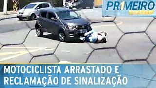 Acidente: Motociclista é arrastado por carro em rotatória | Primeiro Impacto (22/11/24)