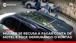 Mulher é presa após fugir de motel sem pagar e quase atropelar policial | #SBTNotícias