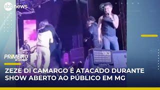 Fã invade palco e tenta abraçar Zezé Di Camargo durante show em MG | #PrimeiroImpacto