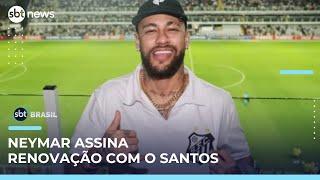 Neymar renova contrato com o Santos até o final de 2025 | #SBTBrasil 