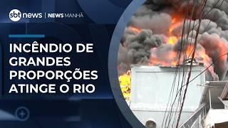Incêndio em galpão gera nuvem de fumaça e assusta moradores no Rio | #NewsManhã