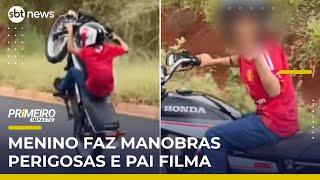 Menino de 10 anos faz manobras perigosas de moto e pai filma | #SBTManhã