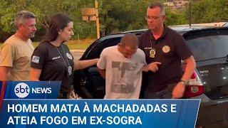 Homem é preso por atacar ex-sogra com machado e depois atear fogo à vítima | #SBTNews (11/03/25)