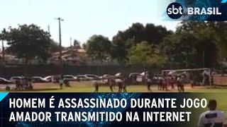 Câmera registra assassinato durante jogo de futebol no interior de SP | SBT Brasil (24/06/24)