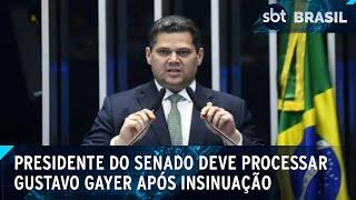 Alcolumbre processará Gayer por insinuação de trisal com Gleisi e Lindbergh | SBT Brasil (13/03/25)