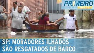 SP: Com chuva e enchente, moradores ilhados são resgatados de barco | Primeiro Impacto (03/02/25)