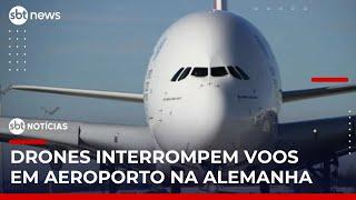 Aeroporto de Munique suspende voos após avistamentos de drones em espaço aéreo | #SBTNotícias