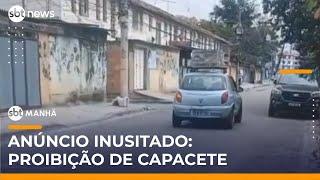 Carro de som anuncia proibição de capacete em comunidade no Rio | #SBTManhã