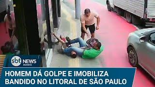 Lutador de jiu-jitsu imobiliza bandido após assalto a joalheria | #SBTNews (13/01/25)