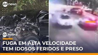 Perseguição policial a carro roubado termina com idosos feridos em SP | #SBTManhã