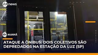 Ataques a ônibus: dois veículos depredados na estação da Luz (SP) | #SBTManhã