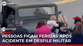 Jipe perde freio e atropela público durante desfile de 7 de Setembro | #SBTNotícias