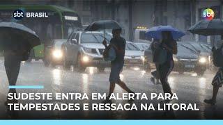 Inmet alerta para fortes tempestades no Sudeste, com ventania e risco de granizo