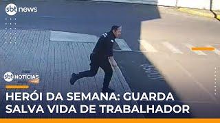 Herói da Semana: Guarda salva trabalhador ferido com esmerilhadeira | #SBTNotícias