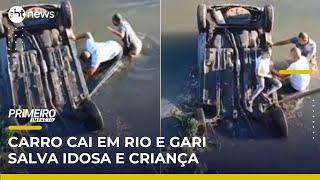 Gari salva idosa e criança após carro cair de ponte no Rio | Primeiro Impacto (22/05/25)