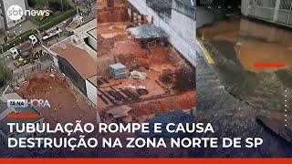 Tubulação de água rompe e deixa ruas e casas alagadas na Freguesia do Ó em SP | #TanaHora