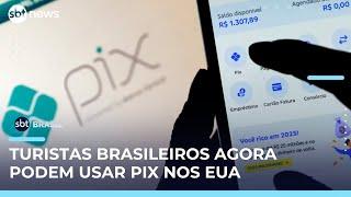 Sob impasse com tarifaço, brasileiros passam a usar PIX nos EUA com conversão | #SBTBrasil