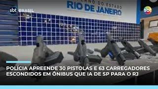 Mulher é presa com 30 pistolas e 63 carregadores escondidos em ônibus na Dutra (SP- RJ)