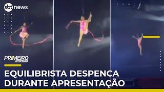 Equilibrista despenca de 10 metros durante apresentação em circo no RJ | #PrimeiroImpacto