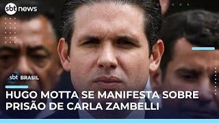 “Câmara só decide sobre mandato”, diz Hugo Motta sobre a prisão de Carla Zambelli | #SBTBrasil