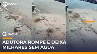 Câmera flagra adutora rompendo asfalto e inundando rua em Osasco (SP) | #SBTManhã