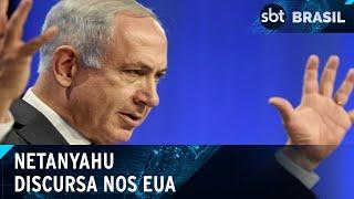 Netanyahu diz que Israel terá vitória na guerra; manifestantes protestam | SBT Brasil (24/07/24)